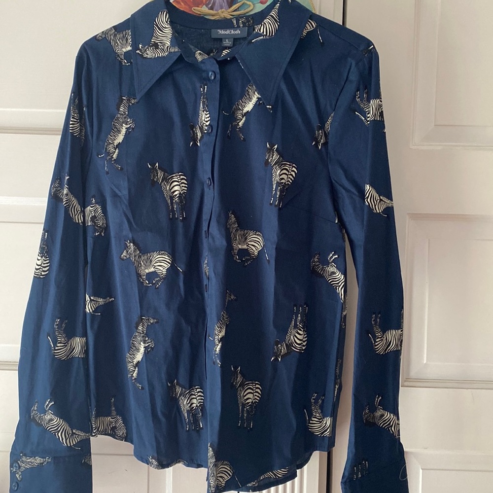 Modcloth zebra blouse size large new
